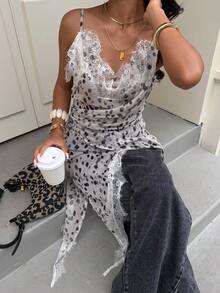 DEEKA Bộ sưu tập Xuân/Hè Mới Về Thời Trang Nữ: Áo Camisole chấm bi ren tối giản màu trắng, thích hợp cho kỳ nghỉ - trắng - Xem 1