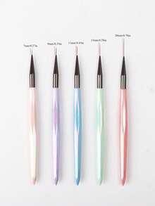 5-Piece Nail Art Brush Set, Effortlessly Draws Lines And Intricate Patterns; Comfortable Acrylic Handle For Fatigue-Free Grip; Multiple Sizes To Meet Various Nail Art Needs, Easily Create Salon-Quality Manicures At Home. Ultra-Fine Precision Tips For Smooth Lining. Sizes: 7/9/11/15/20mm - Multicolor - View 11