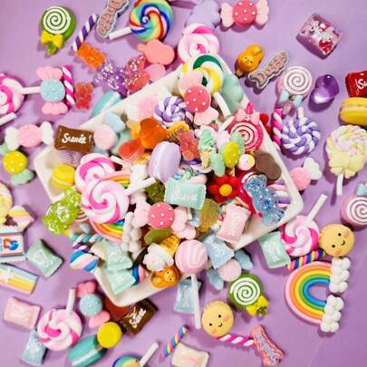 5/10/20/30pcs Random Candy Slime Charms Beads Cute Set Mixed Resin Sweets Flatback Slime Making Supplies For DIY Craft Making And Ornamen DIY Accessories