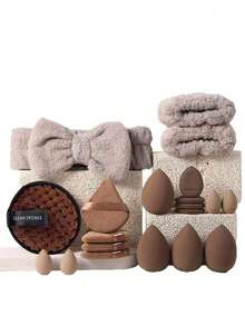 32 piezas Juego de brochas de maquillaje, que incluye brocha para base, brocha para rubor, brocha para iluminador, brocha para sombras de ojos, brocha para rímel, brocha para delineador, esponja angular, esponja redonda, borla de polvo redonda, borla de polvo triangular, esponja triangular, herramienta de mezcla para base líquida, juego de herramientas de maquillaje, juego de brochas de maquillaje, set de cosmética, kit de maquillaje completo - Multicolor - Ver 10