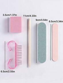 1/5/10 Sets Manicure & Pedicure Kit, Mini Nail File And Wooden Nail Stick Set, Double-Sided Nail File, Wooden Cuticle Pusher, Nail Cleaning Tools, Nail Sticks, Acrylic Nail Art Pen, For DIY Nail Polishing & Care - Multicolor - View 3