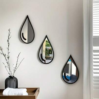 3/6 pièces Autocollants muraux en acrylique miroir en forme de goutte d'eau, Décalcomanies murales DIY, Autocollants, Convient pour le bureau, le salon et la décoration murale de la chambre à coucher. Design élégant de goutte d'eau, Autocollants muraux amovibles, Applicable pour la décoration de la maison et les cadeaux.
