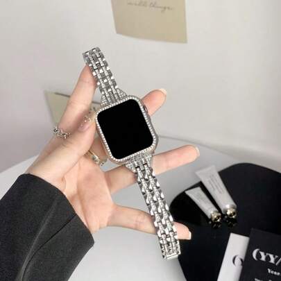 1pc Fashionable Metal Band Compatible With Apple Watch Bands For Women 38mm 40mm 41mm 44mm 45mm 49mm, Bling Jewelry Replacement Wristbands Straps For IWatchSeries 10 9 8 7 6 5 4 3 SE