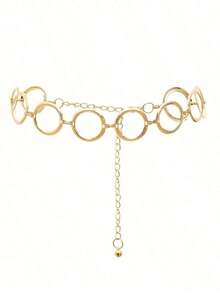 1 件个性化几何圆形单层身体链，极简朋克金属腰链（女士款） - 彩色 - 查看 1