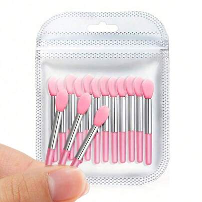 12件套硅胶唇刷和眉刷化妆刷套装，6件套迷你便携硅胶唇刷套装，易于清洁，小型硅胶唇膜涂抹器，方便涂抹口红、唇膜、唇油等。