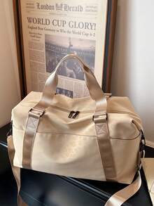 Túi du lịch thời trang mới, thiết kế tối giản màu trơn, đính sequin sành điệu, phù hợp cho những chuyến đi ngắn ngày, tập thể dục, có ngăn đựng giày riêng, dung tích lớn, túi đa năng tinh tế. - Màu Khaki - Xem 9