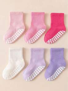 6 Pairs/1 Pair Baby Anti-Slip Socks, Cute Princess Style, Suitable For 0-5 Years Old Babies Daily Wear - Multicolor - View 3