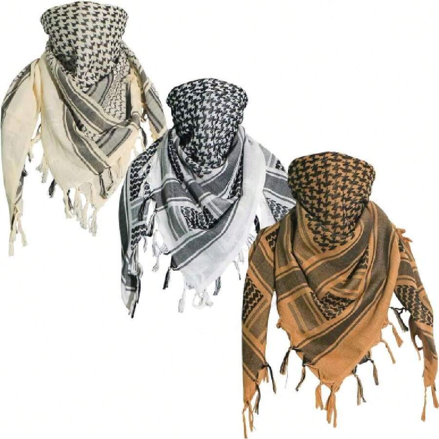 Military Shemagh - Tactical Cotton Arabic Keffiyeh Scarf - Tactical Head And Neck Scarf For Men And Women, 43372742 - 玫紅色 - 查看 1