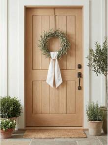 2 Pieces Linen-Style Wreath Sash For Front Door, 55"X5.1" Blank Ribbon DIY Embroidery Monogram Christmas Holiday Farmhouse Home Wall Decorations () - Trắng - Xem 6