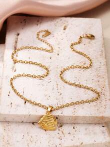 1pc Ocean Style Starfish Shell Seahorse Fish Pendant Necklace, Stainless Steel Necklace For Women, Bohemian Layered Necklace, 45cm - Yellow Gold - View 11