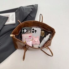 新款多功能通勤包，豹纹时尚大容量手提包，时尚高档手提包/单肩包 - 棕色 - 查看 10