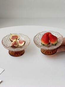 1个棕色带底座小茶碟、小吃碟、水果碟、水晶玻璃创意甜点杯、杯子、甜点杯、冰淇淋杯 - 彩色 - 查看 8