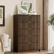BVFUKA 5 Drawer Dresser, 32 Inch Wide Chest With Gold Handles For Bedroom Living Room Office - 核桃 - 查看 2