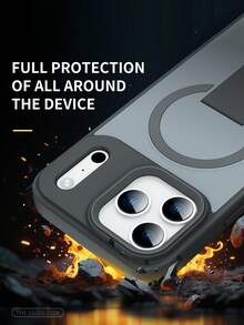 Creative Foldable Invisible Bracket Magnetic Glossy Skin Invisible Bracket Phone Case Compatible With IPhone 17 Pro Max, 16 Pro New Model, 15, Personalized 14, Simple 13/12/11, 17 Air, 15 Plus, Anti-Fall - Black - View 9