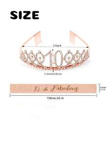 Conjunto personalizable de corona y faja de cumpleaños - Número 10 brillante con corona, conjunto de 10º cumpleaños, vestido de fiesta, el regalo perfecto de 10º cumpleaños para tu hija - Multicolor - Ver 5