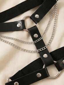 Gothic Harajuku Punk Style Sexy Leather Round Thigh Garter Suspender Leg Chain Elastic Garter Belt - Black - View 5