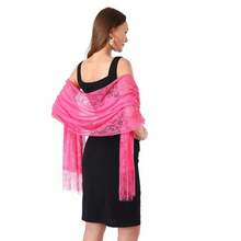 With Tassel Lace Shawl Hollow Solid Color Wedding Bridal Shawl Fashion Scarf Women - màu đen - Xem 8
