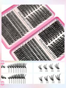 Asiteo Juego de 608 piezas de pestañas postizas en forma de ojo de gato con rizos D de 30D/40D y 30D40D, incluye pegamento para pestañas en racimo 2 en 1, pinzas, cepillo y pestañas individuales falsas naturales y esponjosas reutilizables para uso diario - Multicolor - Ver 5