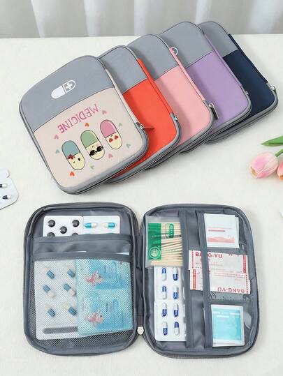 1pc Portable Medical Kit Printed With "Medicine" Letter And Pill Pattern,Portable Camping Medicine Pouch,Compact First Aid Kit, Version Of Travel And Home Portable Storage Bag,Small Medicine Bag, Convenient Medicine Kit, Emergency Kit,Multiple Colors Available,Back-To-School Essentials,For Daily/Outdoor/Travel, Essential For Health - Conscious & On - The - Go Users, Must - Have Medical Accessory,Daily Healthcare Organizer