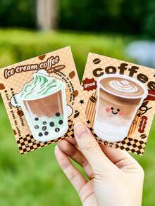 Ins Style Milk Tea & Coffee Sticky Notes, Cute Girly Memo Pads For Journal Decoration, Student Tearable Self-Stick Notes - Multicolor - View 7
