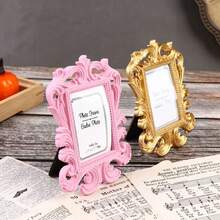Square Wedding Photo Frame Retro Photo Frame Ornament ID Resin Photo Frame Baroque Photo Holder Frame Photo Prop Wedding Home Decor Gift - Multicolor - View 5