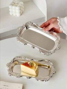 1件北欧复古风蛋糕架、甜点架、茶点托盘、首饰烛台、早餐盘 - 銀色 - 查看 6