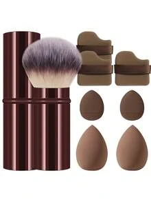 8件套化妆工具套装，包括：1套化妆刷+3个气垫粉扑+2个化妆海绵+2个迷你气垫粉扑 - 彩色 - 查看 1