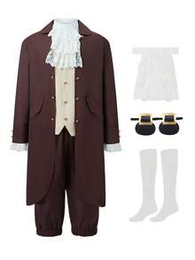 5pcs/Set Adult Colony Set Cosplay Colonizer Adult Halloween Carnival Cosplay Costume - Coffee Brown - View 1