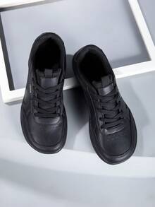 Men's Casual Sporty, College Style Comfortable Sneakers, Suitable For Outdoor Activities, Gym, Work, Party, Birthday Gift - Black - View 2