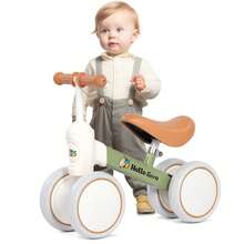 Children's Balance Bike, 4-Wheel Ride-On Car, 135° Steering Angle, Off-Road, For Toddlers - Brown Green - View 2