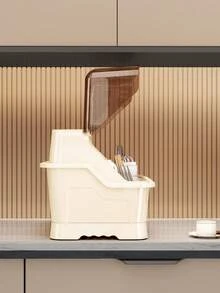 Escurridor de cocina con tapa, caja de almacenamiento para platos, cuencos y cubiertos, organizador de vajilla para el hogar - Multicolor - Ver 4