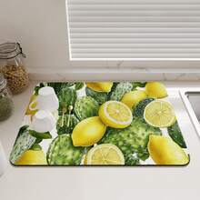 Summer Lemon Print Kitchen Countertop Drying Mat, Quick Dry Trivet For Dining Table, Bar, Coffee Machine, Non-Slip Waterproof Rubber Bottom, Easy To Clean - Mustard Yellow - View 3