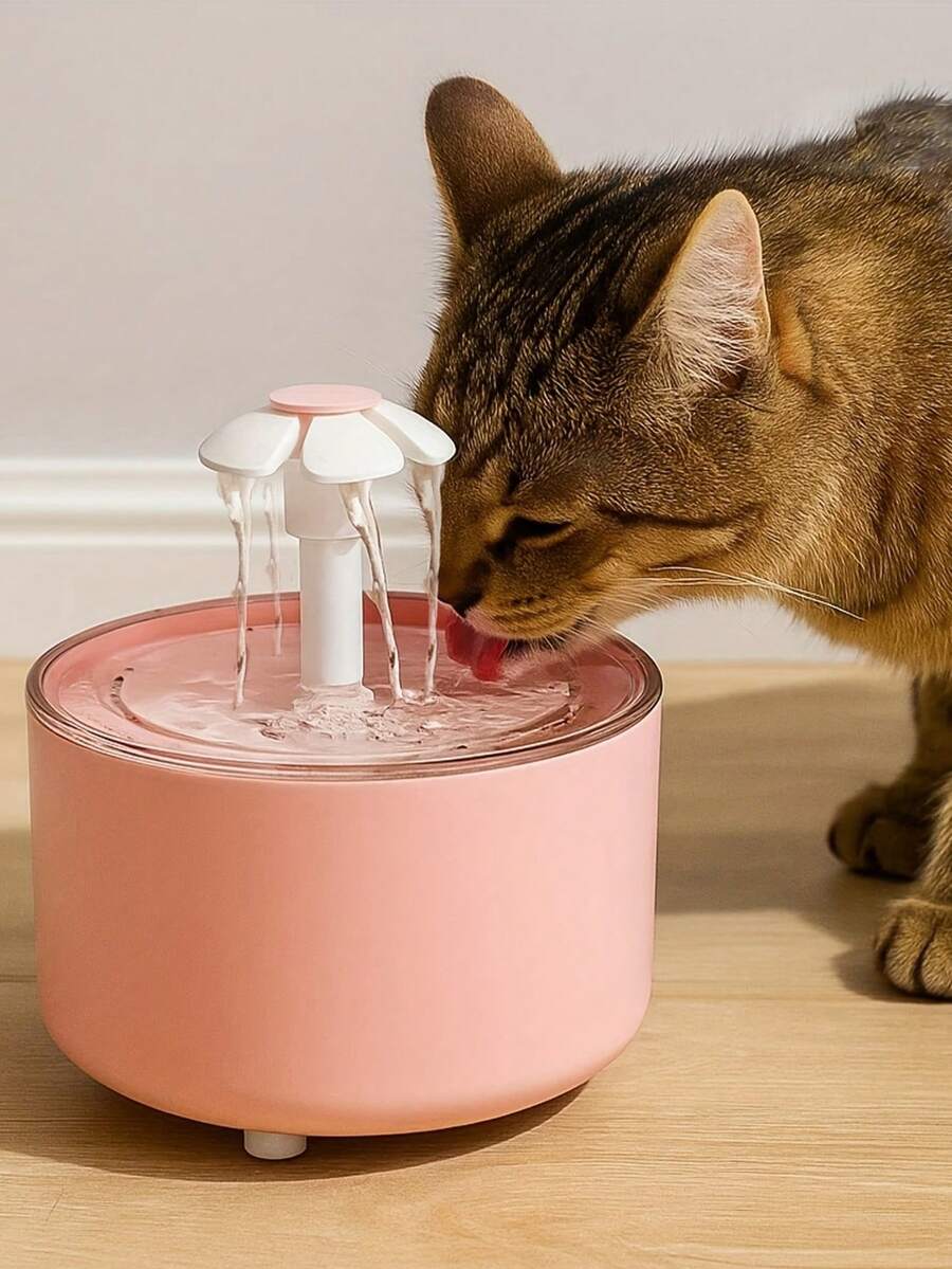 1500ml/50.72oz Floral Design Automatic Cat Water Fountain With Circulation Filter, USB Powered (Adapter Not Included), Suitable For Cats And Small Dogs