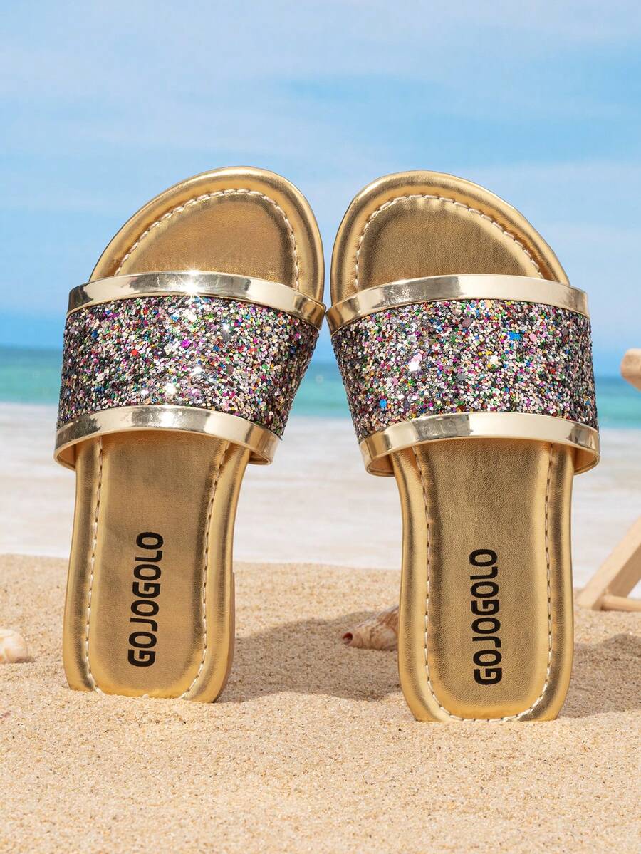 A Pair Of Girls Fashion Slippers, Lovely Anti-Slip Wear, Suitable For Travel Home And Photography Beach Shoes - Rose Gold - View 1