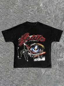 Tween Girl Cotton Clothes, Y2K-Inspired Letter Print T-Shirt, Casual Crew Neck Short Sleeve, Machine Washable, Perfect For Spring Summer Fall, Fashion Streetwear Unisex, Graphic Tee, Free Shipping - 黑色 - 查看 2