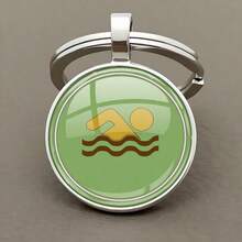 Medvang 游泳爱好者钥匙扣 游泳俱乐部礼品 批发 可爱卡通游泳图案玻璃钥匙扣 - 復古銀色 - 查看 12