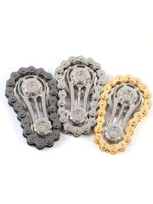 Cadena de bicicleta, juguete antiestrés de giro de dedos, juguete de novedad con rodamiento sensor de acero inoxidable EDC, juguete para adultos, pequeño artículo - Multicolor - Ver 6