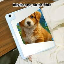 1pc PU Leather Case With Stand, Pen Slot, Brown & White Puppy, Blue Flowers & Green Plants Pattern, 720 Degree Rotating Stand, Auto Sleep/Wake Function, Compatible With Honor Pad, Matepad, , , , Apple - Multicolor - View 4