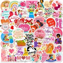 50pcs I LOVE YOU MOM Stickers, Happy Mother's Day Floral Bouquet Baking Cake Labels - 1PC - View 6