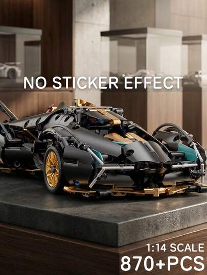 870 יחידות קנה מידה 1:14 בקנה מידה שחור זהב סופר-מכונית אבני בניין מרוץ דגם