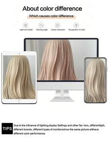 合成纤维长波浪假发，高层次金色假发，耐热纤维材质，适合日常佩戴、派对和聚会，自然逼真。 - 金色 - 查看 9