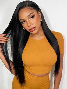 VIOLLY Tóc giả thẳng kiểu bob 14 inch, không cần keo dán, ren trong suốt 5*5 HD, đã cắt sẵn, mật độ 200%, đường chân tóc được xử lý nhiệt, tóc con được tỉa sẵn, thoáng khí, màu #1B đen tự nhiên, chịu nhiệt, pha trộn tóc người. - 1B# - Xem 9