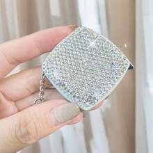 Luxury Rhinestone Mini Tape Measure, Portable With Keychain, Light Luxury Ruler 2m High Precision, Measuring Clothes Home Soft Tape - White - View 6