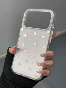 Ốp lưng điện thoại phong cách Hàn Quốc Ins-Style Dopamine Girl Glitter Star, tương thích với iPhone 17 Pro Max, 16, 15, 14, 13, viền trong suốt, cực kỳ thu hút, chống rơi vỡ. - trắng - Xem 4