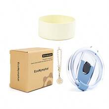 一套 EcoNymphal 杯子配件，40盎司/1200毫升保温杯替换盖，防漏，旅行咖啡杯杯套，硅胶防滑底盖，带可爱装饰 - 彩色 - 查看 12