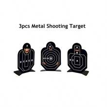 3件套不锈钢射击靶，合金金属微型士兵靶，用于射击练习 - 黑色 - 查看 4
