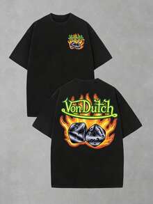Van Dutch Eagle Skull Badge Graphic Men's Vintage Washed Oversized Crew Neck Short Sleeve T-Shirt - Lightweight Comfort Cotton For Daily Casual & Punk Outfits,  Gift For Gothic Fans, Camisas Para Hombre, Oversized Mens Shirt - Đen 5 - Xem 6