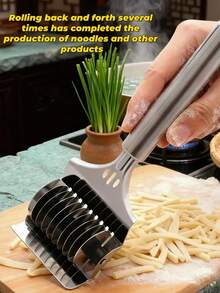 1pc 22.4cm Stainless Steel Pasta Cutter, Handheld Pasta Maker, Italian Pasta Making Machine, Italian Pasta Roller, Kitchen Cooking Dough Cutting Tool (Random Color & Style) - View 14