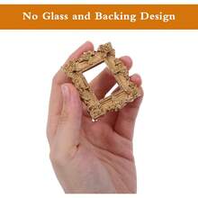 8/12迷你复古树脂相框，适用于DIY珠宝展示、手机照片拍摄和墙面装饰，带雕刻金色边缘，可壁挂、桌面摆放、珠宝展示，迷你道具 - mini相框 - 查看 3