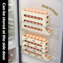 Slim Gravity Rolling Egg Storage Rack, Auto Refill Egg Dispenser Holder, Space Saving Fridge Organiser Made Of Smooth Hard Plastic For Household Kitchen Refrigerator - Multicolor - View 6
